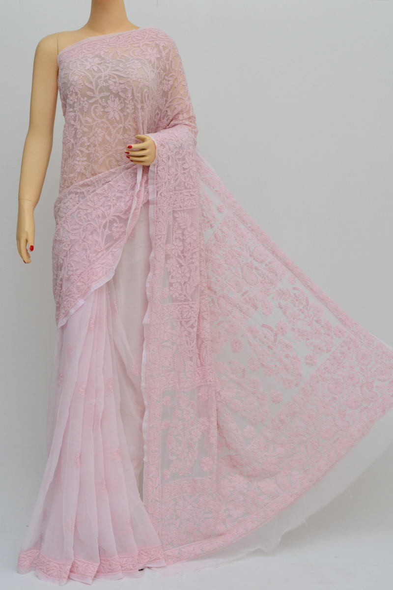 Party wear best sale chikankari saree